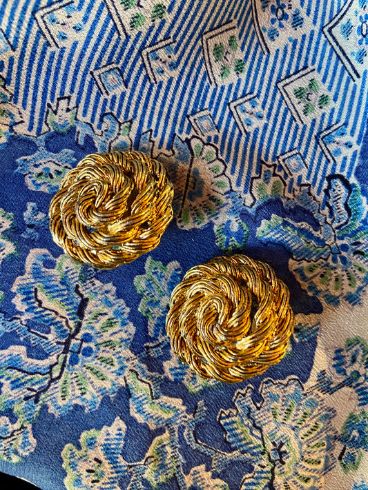 Gold Tone Spiral Clip On Earrings