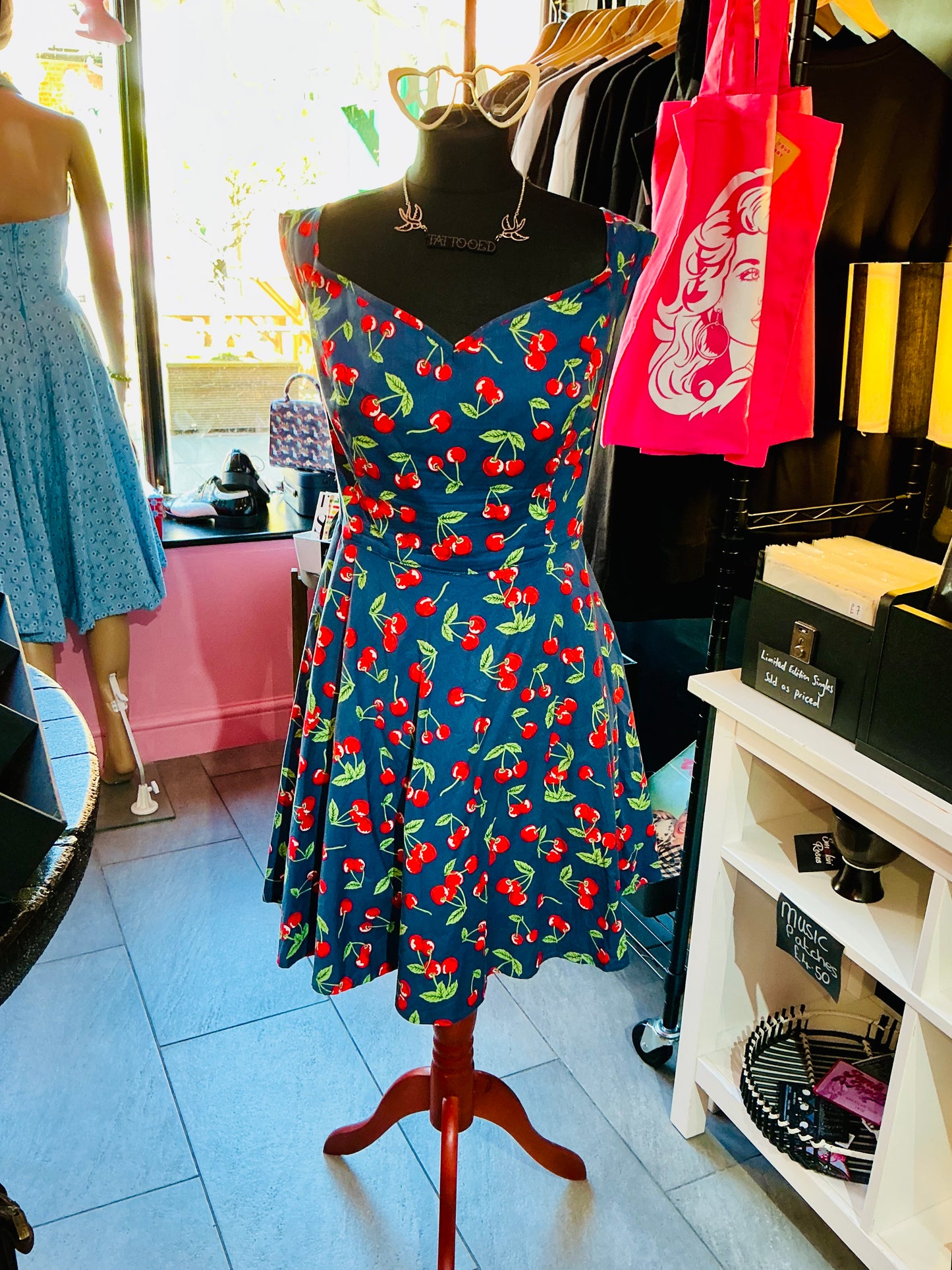 1950s Style Cherry Print Hell Bunny Swing Dress