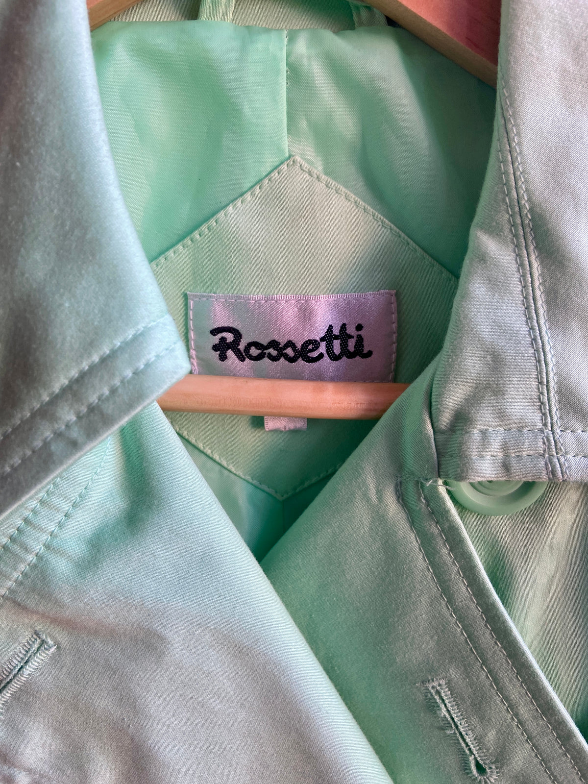 1980s Vintage Mint Green Trench Coat