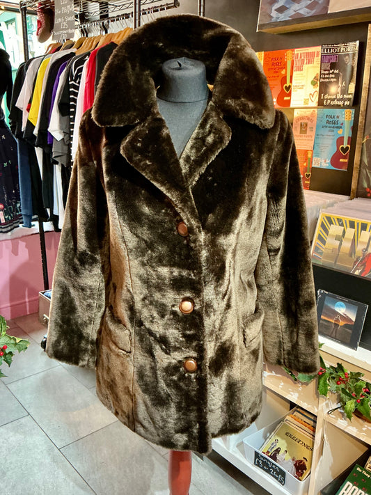 Original 1980s Vintage Faux Fur Coat