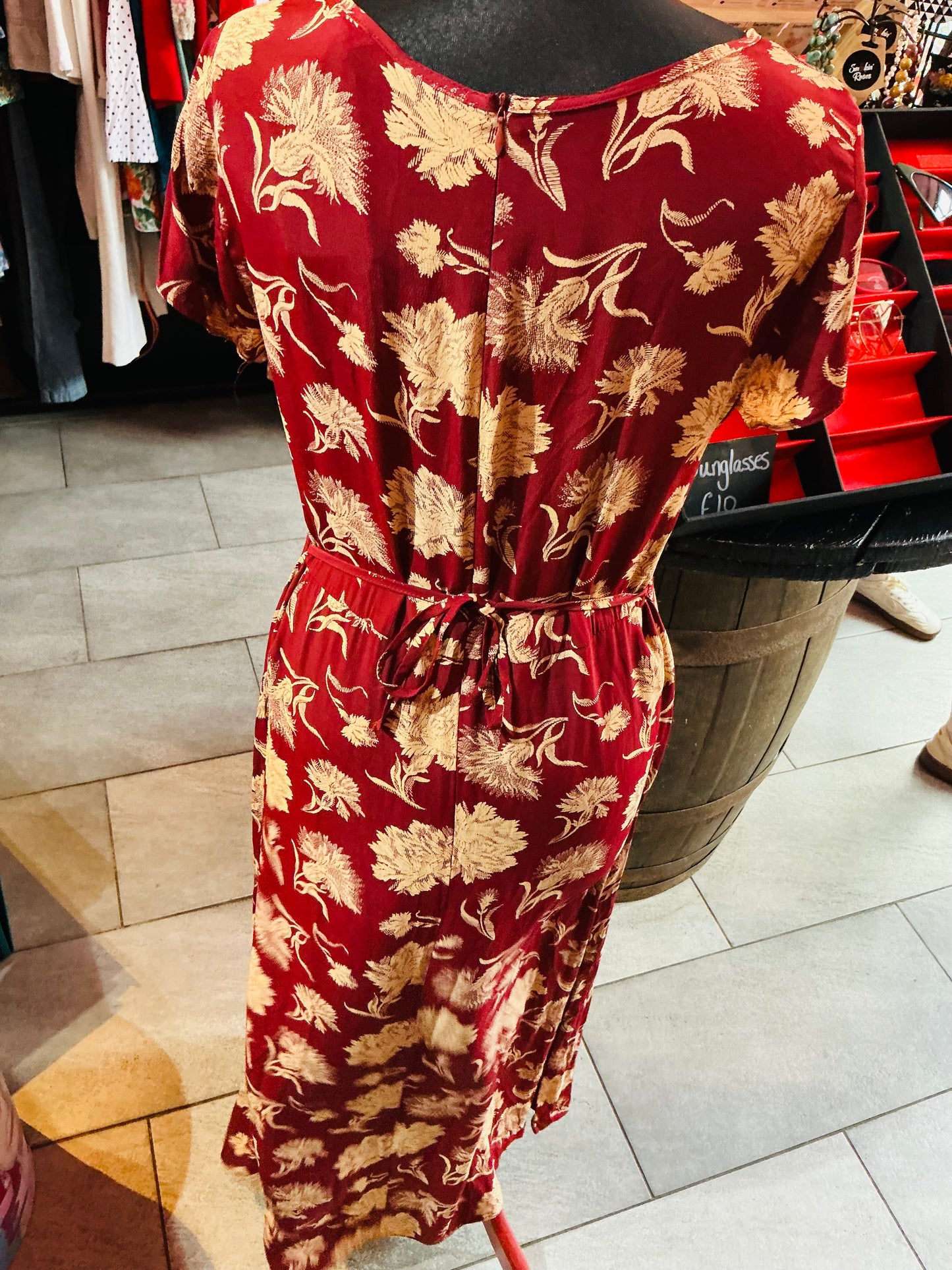 90s Vintage Next Burgundy and Gold Maxi Dress