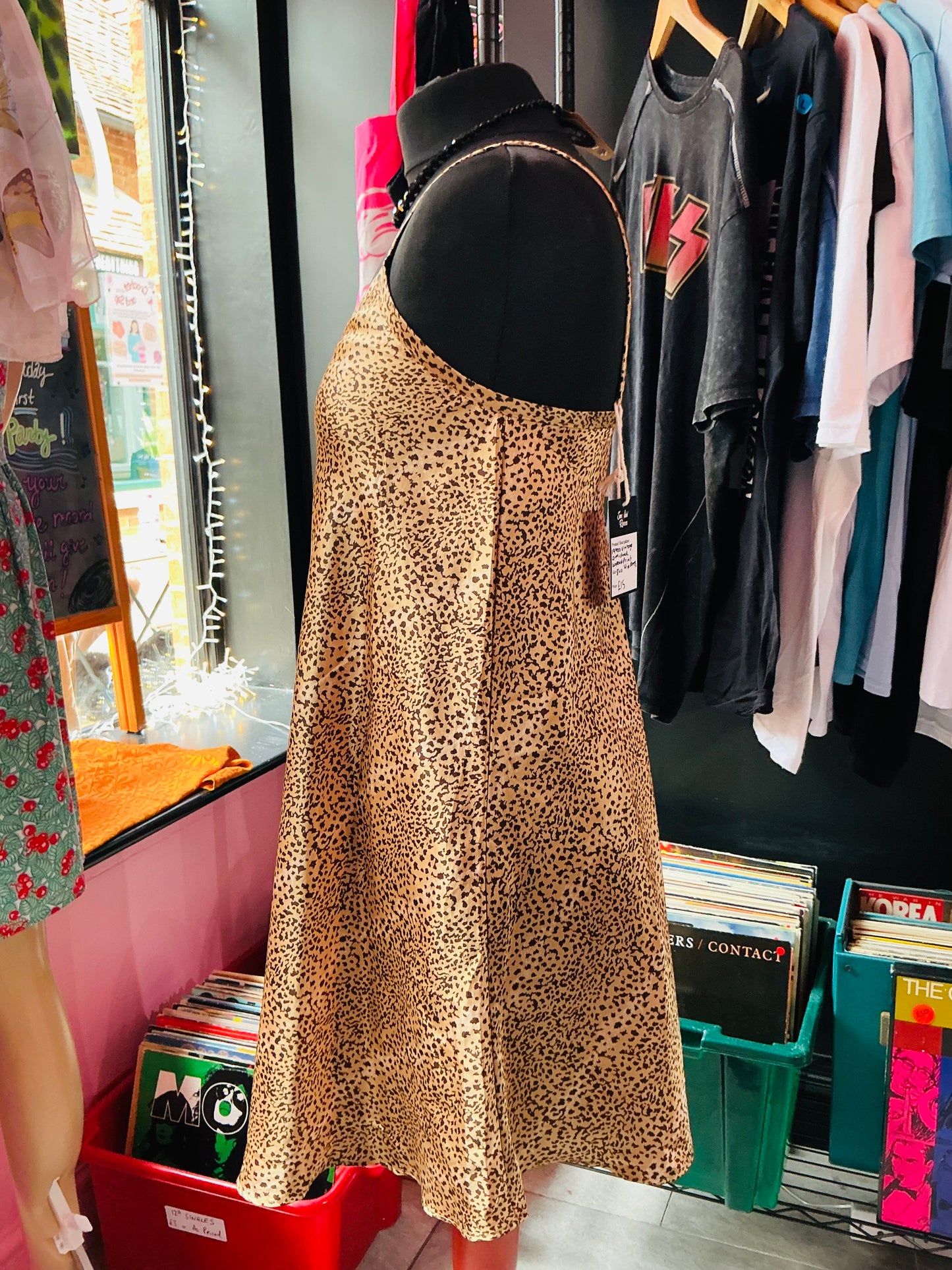 1990s Vintage St Michael Leopard Print Slip Dress