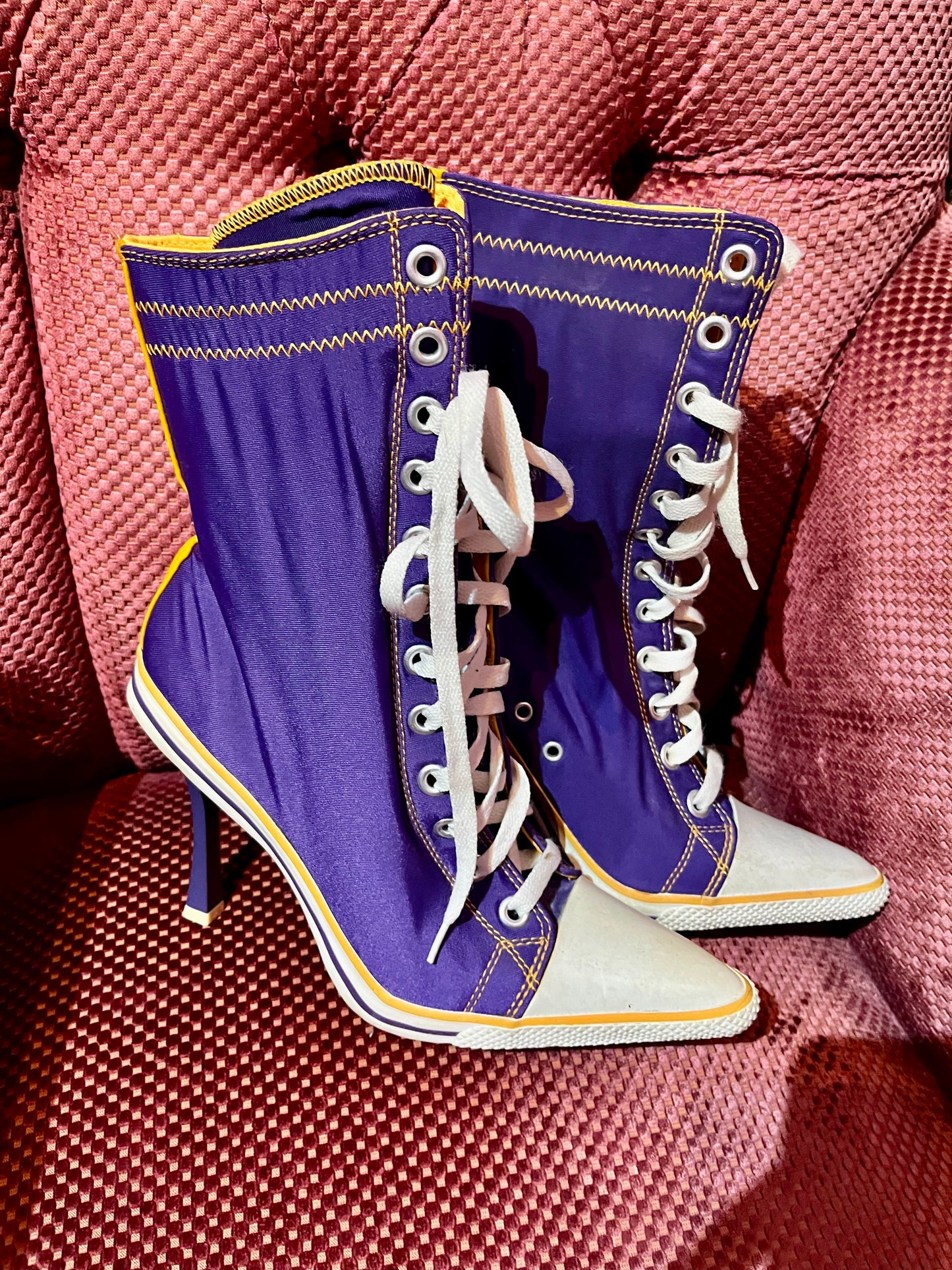 Converse Style Purple Heel Boots