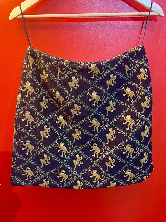Monkey Print Patchwork Style Mini Skirt
