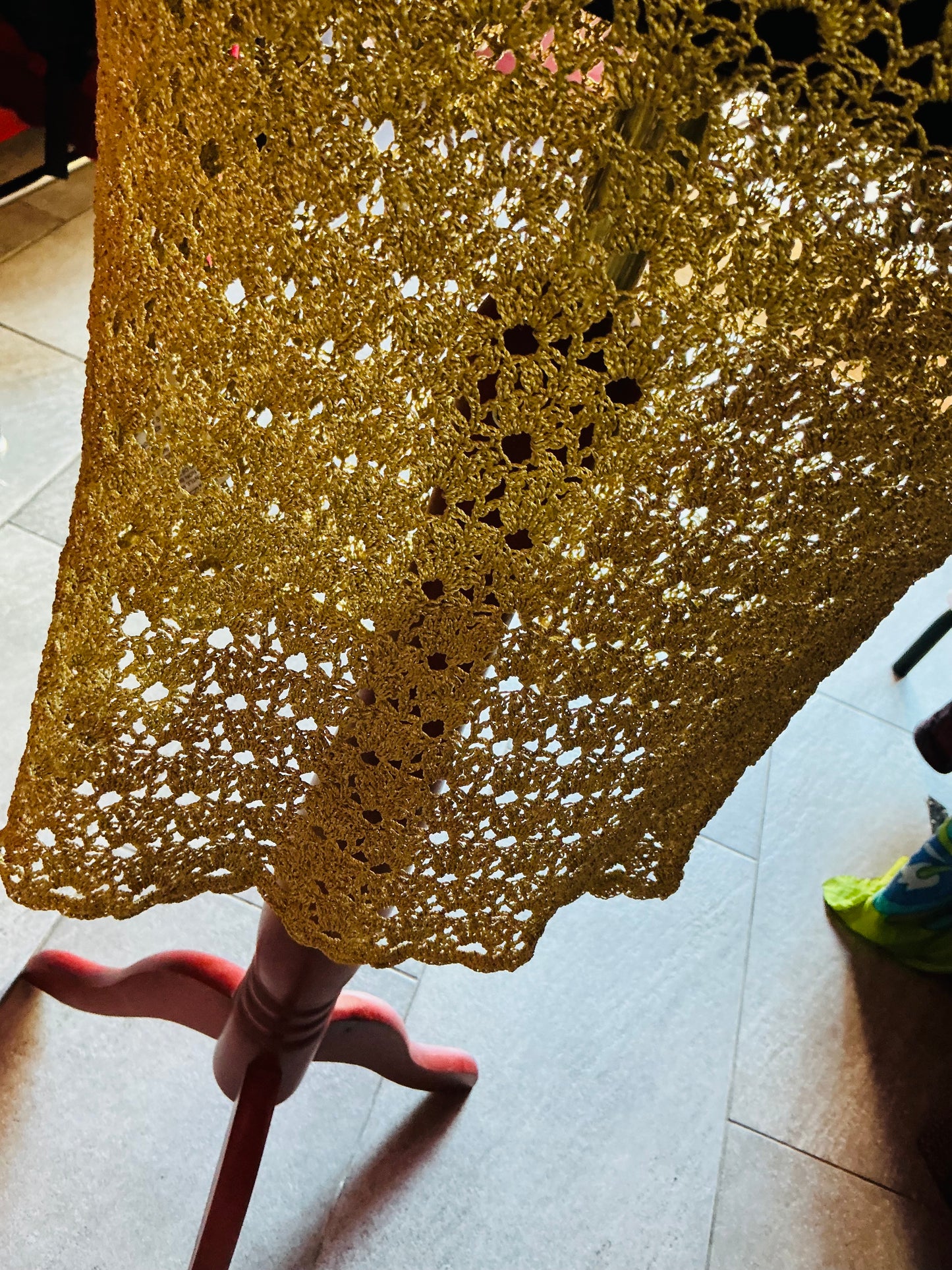1990s Vintage Principles Gold Crochet Slip Dress