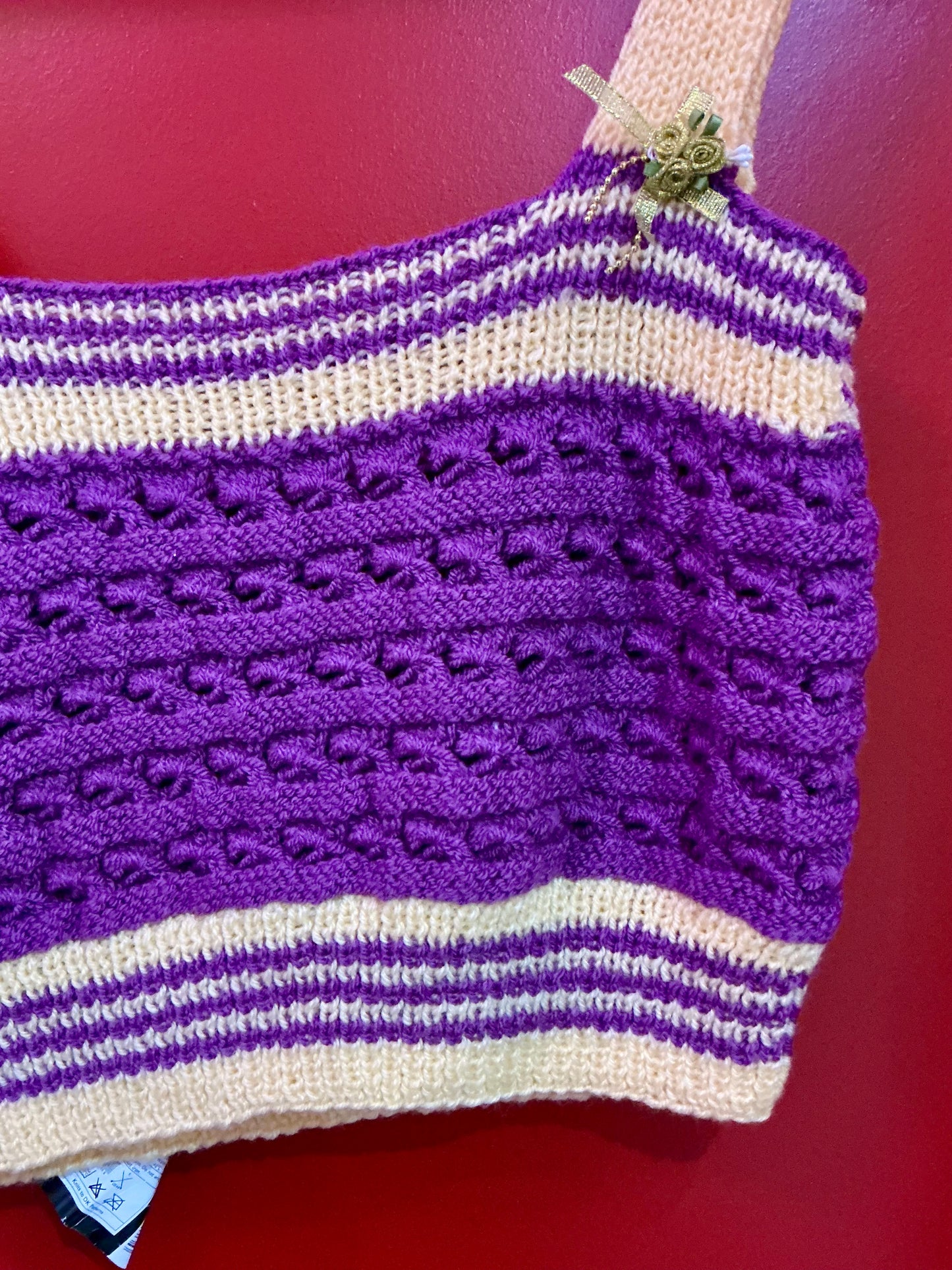 Hand Knit Purple and Yellow Tank Top