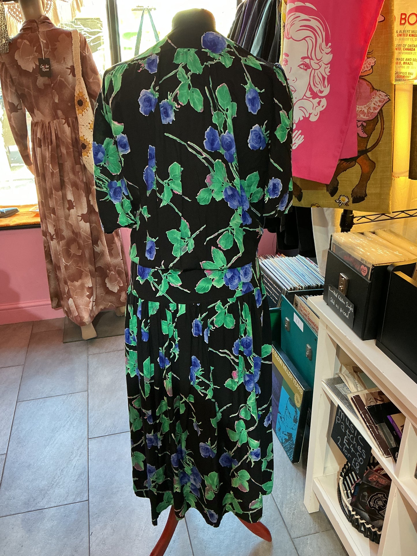 1980s Vintage Cockney Rebel Floral Maxi Dress