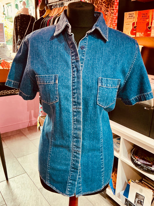 1990s Vintage Dorothy Perkins Short Sleeve Denim Shirt