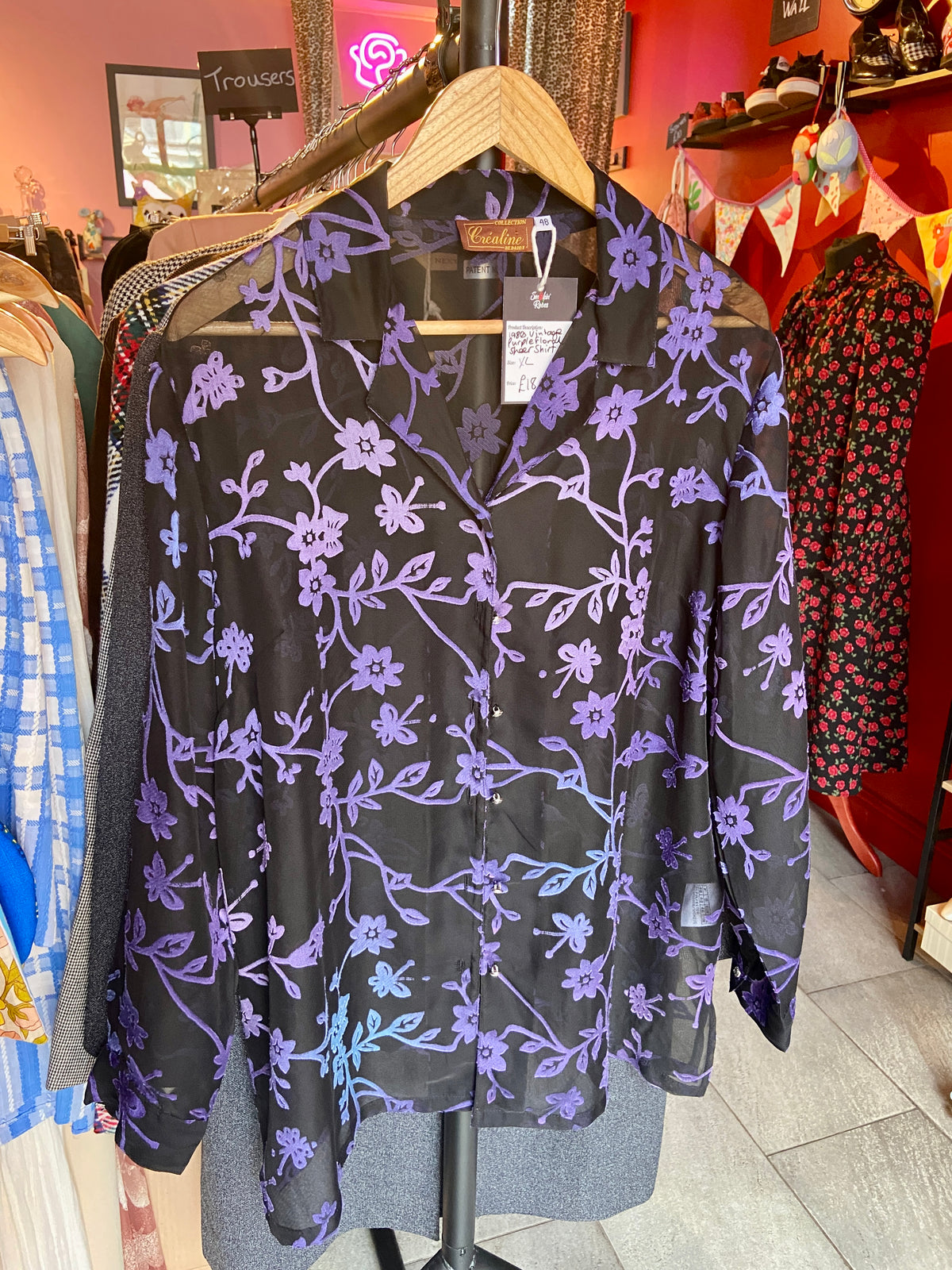 1980s Sheer Floral Vintage Shirt