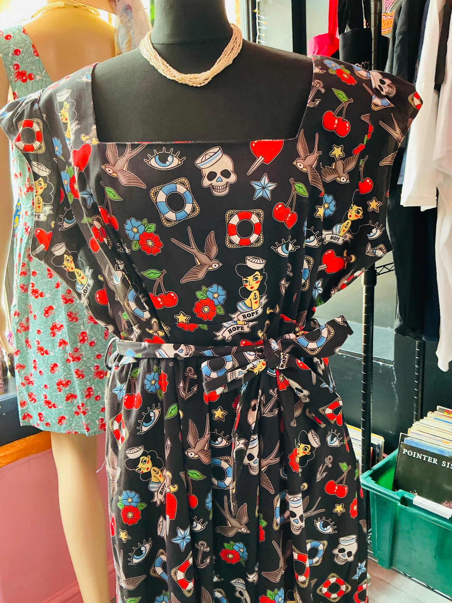 1950s Rockabilly Tattoo Print Lady Vintage Swing Dress