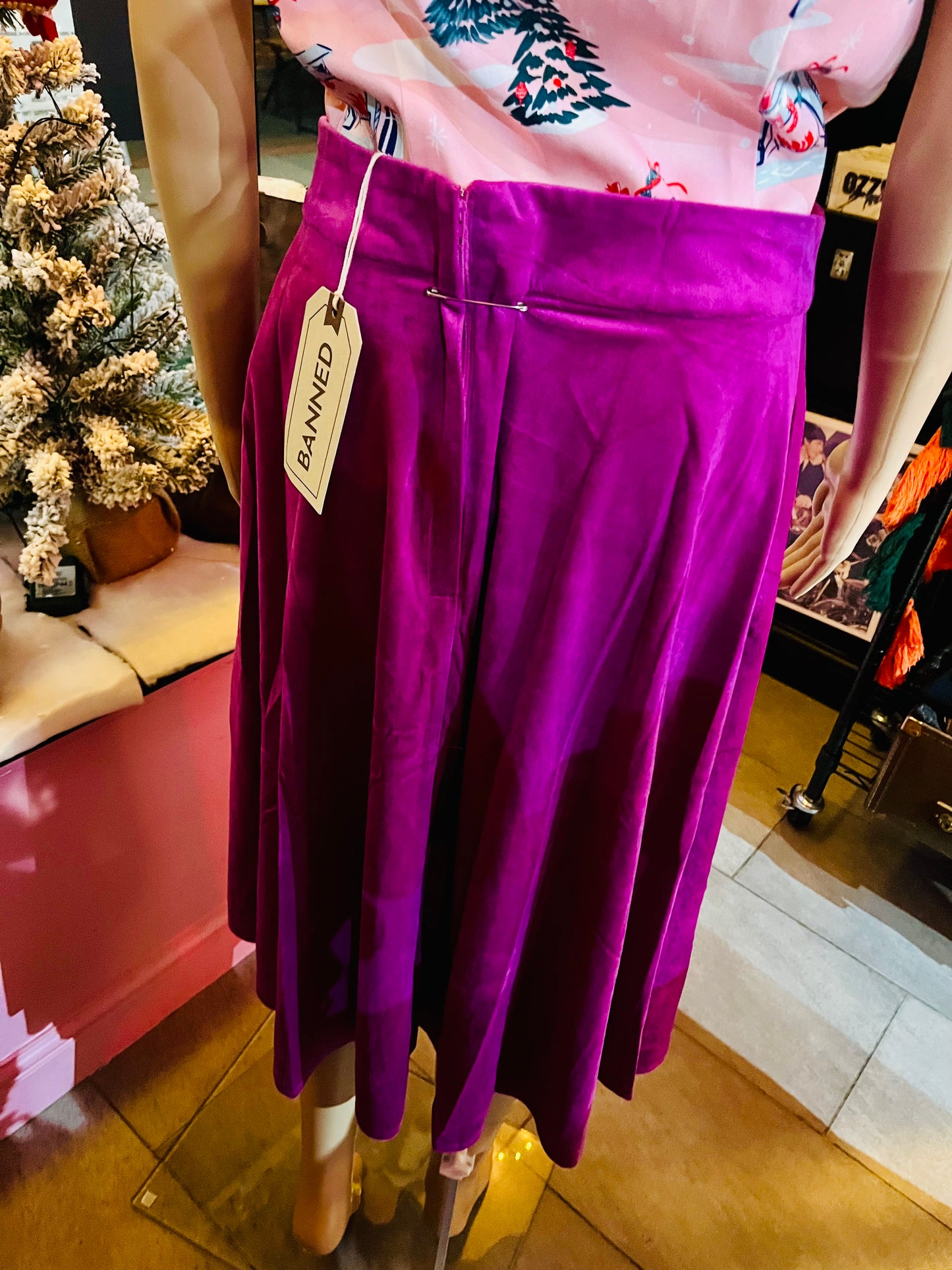 Banned Apparel Purple Velvet Swing Skirt