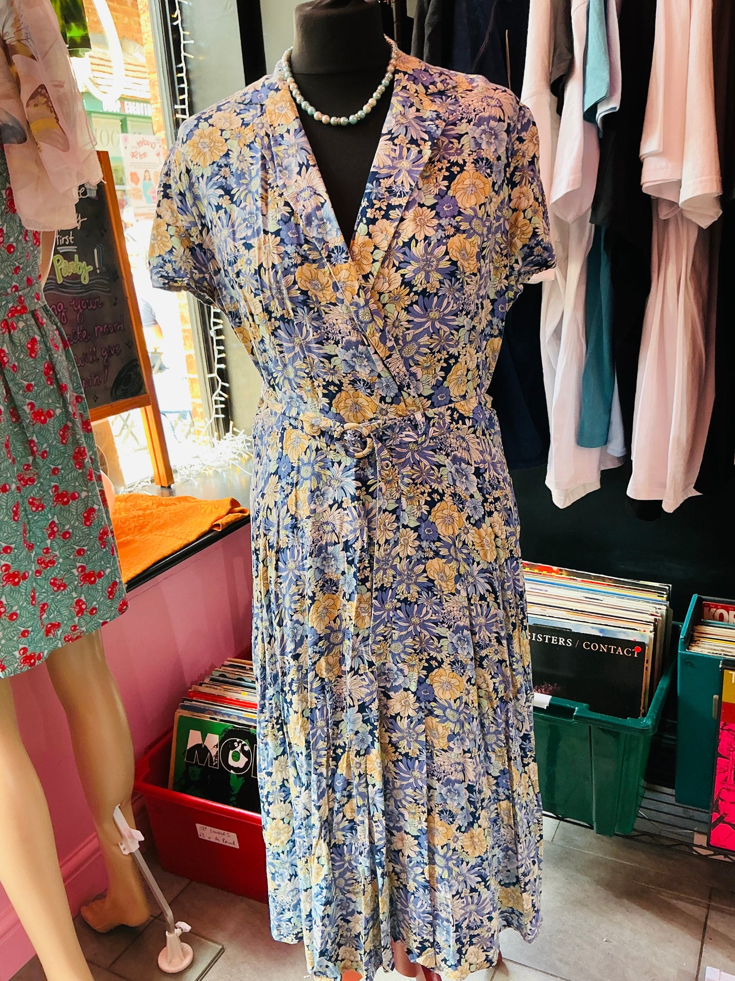 Joe Browns Blue and Yellow Floral Tea Dress