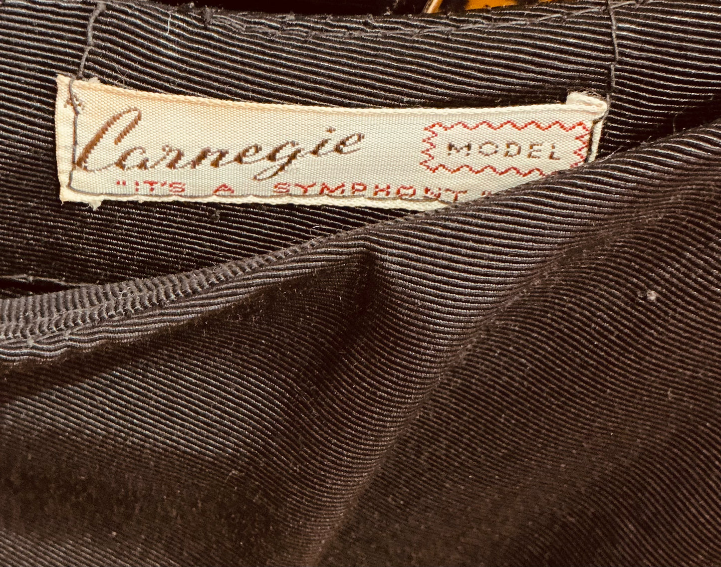 1950s Carnegie Designer Black Fit and Flare Dress