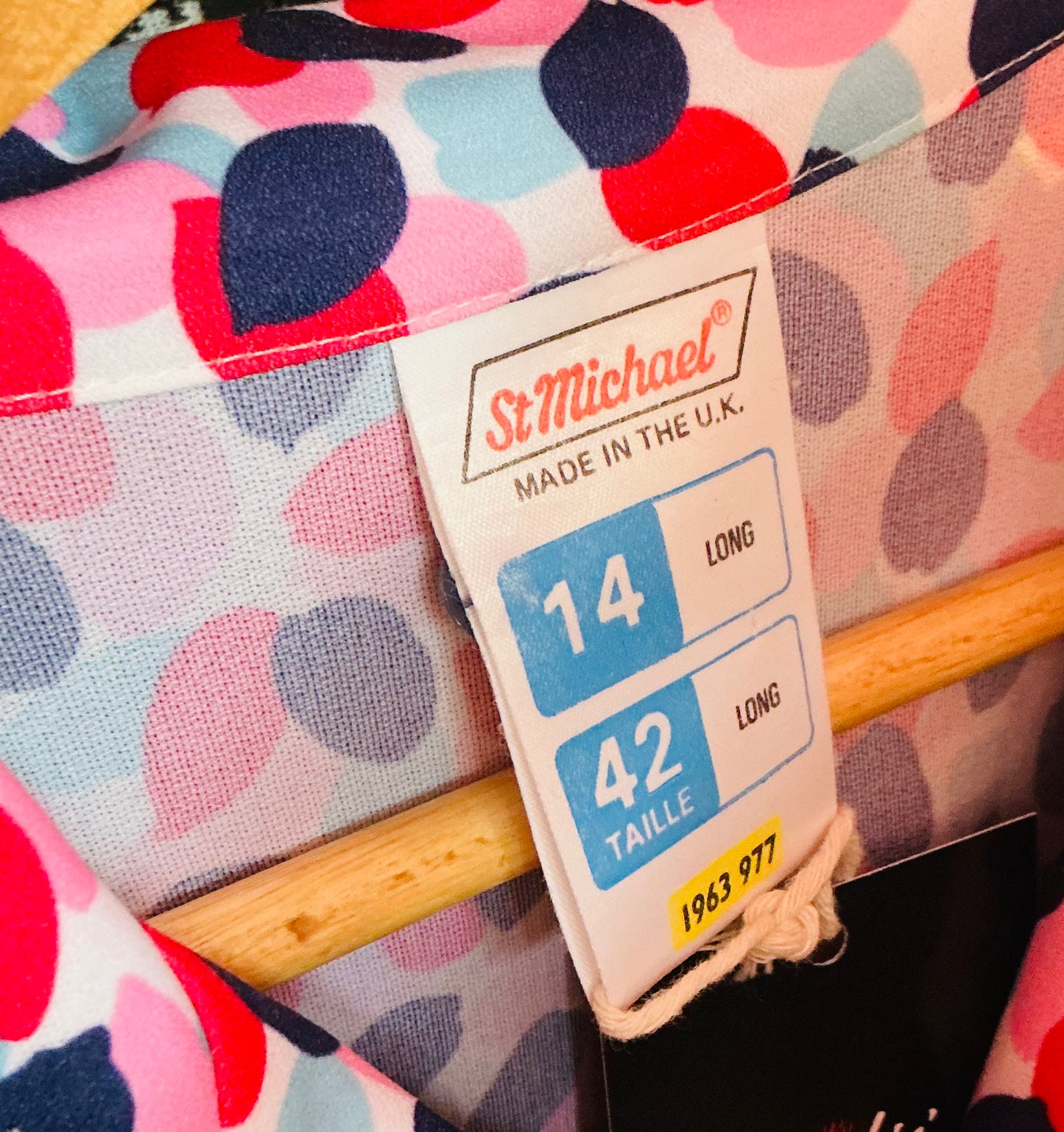 1980s Vintage Pink, Blue and Red Retro St Michael Tea Dress