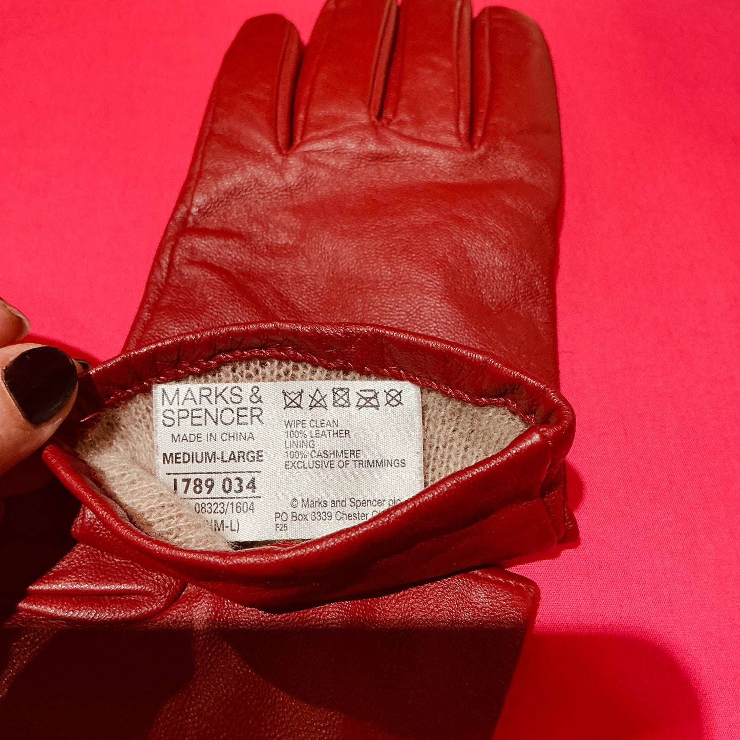 Red Leather M&S Fleece lined Gloves