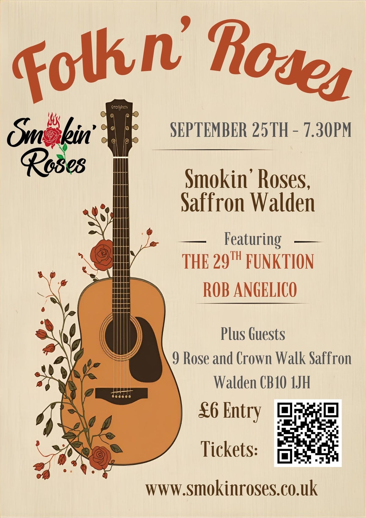 Folk ‘n’ Roses at Smokin’ Roses- 25th September 2026